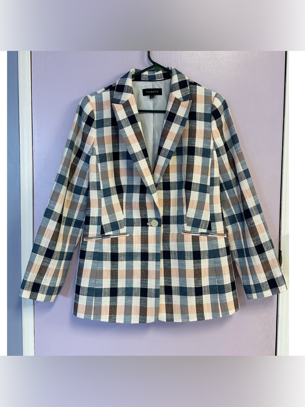 Like New Talbots Women’s Plaid Blazer Jacket Size 8 Cotton Blend Multicolor